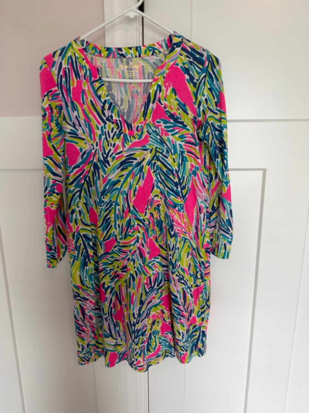 Lilly Pulitzer XS Rossmore Palm Reader Lightweight V-Neck Floral Dress